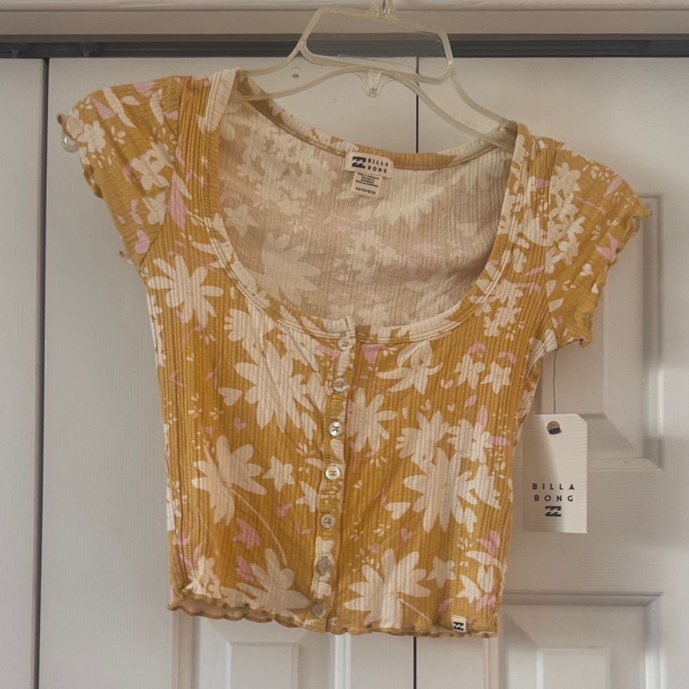 Billabong Yellow Floral Crop Top